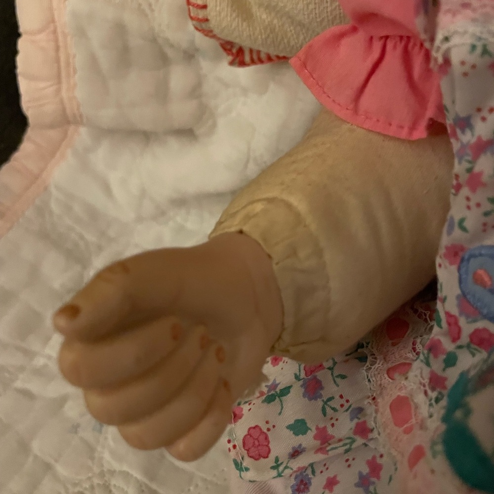 Handmade-Style Pink Baby Doll in Floral Dress - Picture 5 of 6